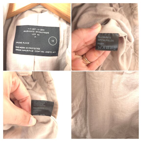 AllSaints Spitalfields Jacks Place Tan Quilted Leather Vest Women's Size 12 - Picture 9 of 12